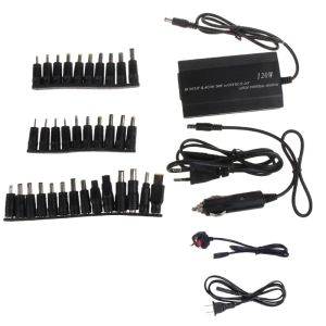 ПРИНТЕРЫ 120 Вт Универсальный адаптер зарядного устройства для ноутбука с 34 разъемами DC Adapter Fiews Fiels с заглушками EU/US/UK/CAR LIGHTER LIGHTER