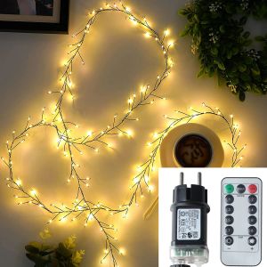 Led string luzes de fadas fio verde ao ar livre cluster luzes da árvore de natal guirlanda para ano novo rua festa em casa decoração de casamento