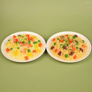 Декоративные цветы, 1 тарелка, 6 дюймов, имитация яйца, жареный рис, поддельные морепродукты, китайская модель говядины, вечерние дисплей