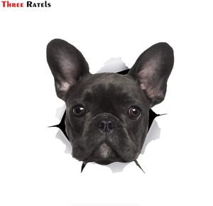 Üç Ratel FTC1068 3D Siyah Fransız Bulldog Sticker Köpek Araba Sticker Duvar Araba Tuvalet Odası Bagaj Kaykay Dizüstü Dizüstü Örneği