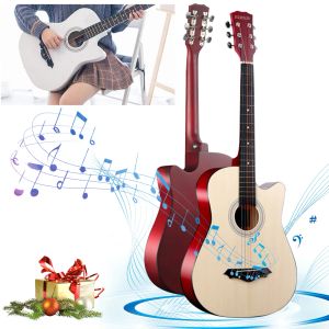 Gitar 38 inç Akustik Gitar 6 Strings 18 FRETS Halk Klasik Gitar Yeni başlayanlar için Basswood Malzemesi Akustik Gitar