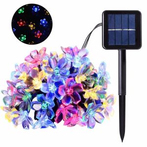 100 LED Luzes de corda solares ao ar livre à prova d'água 8 modos operados por bateria luz de flor de cereja decoração de festa de jardim de Natal