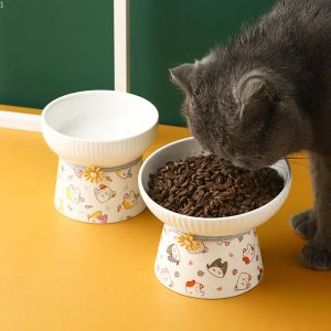 Malzemeler Seramik gıda kasesi için kedi sevimli oblikemouth yüksek besleyici köpek içecek su ürünleri yavru yavruları yemek malzemeleri evcil hayvan aksesuarları