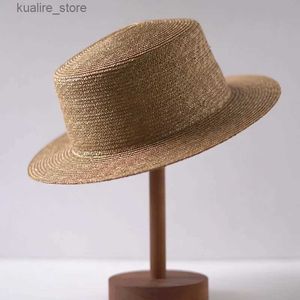 Geniş Memlu Şapkalar Kova Şapkaları Diy ince hasır şapkalar Kadınlar için Güneş Şapkası Geniş Memlu Boater Hats Plaj Top Derby Hats Base Resmi Fedora Şapka Garson Performans Şapkası L240322