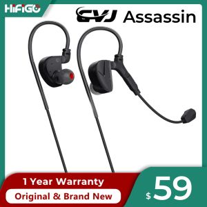 Наушники CVJ Assassin Игровые наушники с микрофоном 1BA + 1DD Гибридные наушники Игровая гарнитура с 3D-вибрацией для FPS PUBG LOL Apex