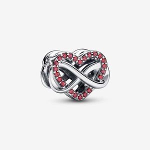 Family Infinity Red Heart Charm Pandoras 925 STERLING Gümüş Lüks Cazibe Set Set Yapma Takım Tasarımcı Kolye Kolye Orijinal Kutu En Kalite Toptan