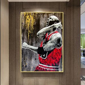 Каллиграфические постеры и принты, великий идол игрока, холст, картина, звезда баскетбола, Куадрос, настенная картина в стиле арт-деко для гостиной