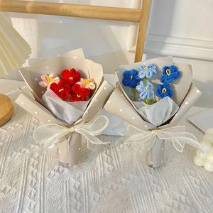 Dekoratif çiçekler mini tığ işi buket el örülmüş dokuma düğün konuk hediyeler ev yapımı parti malzemeleri