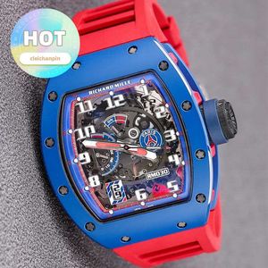 Наручные часы с механизмом RM RM030, синие керамические боковые красные парижские ограниченные часы, циферблат 42,7*50 мм со страховкой