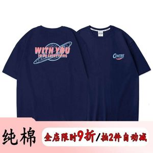 Tasarımcı 2024 SS Çift Saf Pamuklu Kadın Çok yönlü Instagram Süper Sıcak Trail Yaz Elbise Yarım Kıyafetler Kısa Kollu T-Shirts Academy Style
