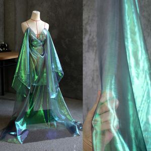 Kumaş moda floresan organze kumaşlar lazer parlak tasarımcı sahne düğün dekor voile şeffaf el yapımı malzemeler