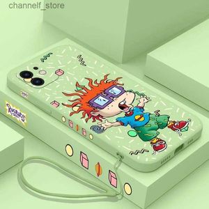 Чехлы для мобильных телефонов Забавный чехол для телефона R-Rugrats для iPhone 15 14 13 12 11 Pro Max Mini X XR XS MAX 8 7 Plus 6 6S Plus Силиконовые чехлы с ремешком на рукуY240325