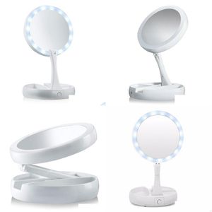 Kompakt Aynalar Makyaj Aynası Işıklı Çift Taraflı Vanity Kozmetik Aracı Kadınlar Damal Dağıtım Sağlığı Güzellik Araçları Aksesuarlar DH76K