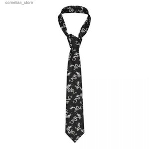 Boyun bağları boyun bağları serin efsane ejderha kravatları erkek kadın polyester 8 cm gelenek boyun bağları erkekler için sıska geniş takımlar aksesuarları kravat ofisi y240325