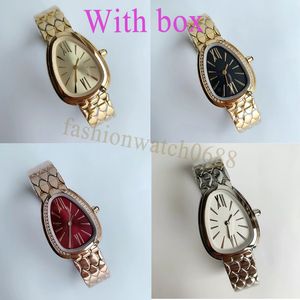 Frauen Designer Armband hochwertige modische Quarz-Uhr-Watch Gold und Silber Schlange Uhr Luxusmarke Diamond Edelstahlgurt Womens Watch Feiertagsgeschenk