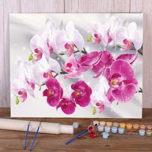 Numara Çiçek Orchid Diy boyama sayılarla tam kit yağlı boyalar 50*70 Tuval üzerine boyama duvar resimleri el sanatları yetişkinler çizim