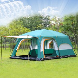 8-12 Person Outdoor Double Layer Tent, Waterproof Sun Shelter for Camping, Hiking, Picnics