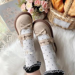 Freizeitschuhe Original japanische Lolita Damen süße Schleife Retro runde Zehen kleine Leder All-Match Soft Sister Plattform