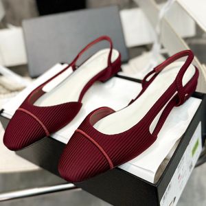 Kadınlar Sandalet Tasarımcı Tweed Thunky Topuklu Slingbacks Elbise Ayakkabı Bale Ayakkabı Bowknow Loafers bayanlar açık sıradan ayakkabı şarap kırmızı siyah beyaz slaytlar