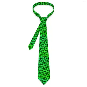 Papillon Cravatta con elefante verde neon Collo grafico con stampa animale divertente Colletto casual classico per uomo Accessori per cravatta da indossare ogni giorno