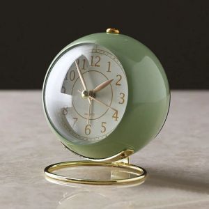 Часы Световой будильник с ночником Бесшумный для украшения спальни Маленькие кварцевые круглые утренние часы Офисный стол Дети