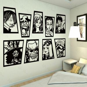 Adesivos de parede dos desenhos animados luffy japonês dos desenhos animados anime meninos mural decalque da parede crianças quarto decoração para casa adesivos