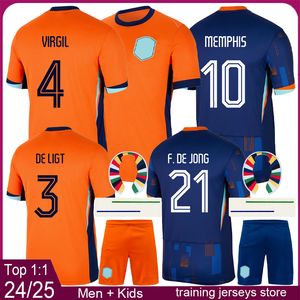 Hollanda Erkek Futbol Formaları Çocuk Futbol Kitleri 2024 2025 Nederland Erkek Futbol Forması 24 25 Erkek Futbol Gömlek Kiti Virgil Memphis de Ligt Gömlek Voetbalshirt