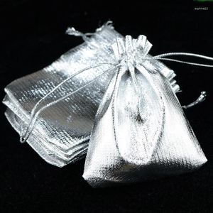 Hediye sargısı 100pcs/lot gümüş altın saten çantalar 11x16cm sevimli bilezik takı paketleme çantası düğün iyilikler şeker hediyeleri paketleme