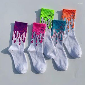 Женские носки, 5 шт./лот, студенческий стиль, уличный Harajuku, ветер, индивидуальный яркий цвет, краска, граффити для мужчин и