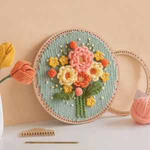 Kit de teto de tecelagem de flor de tricô com tear de moldura Aprenda a tecer a tecer