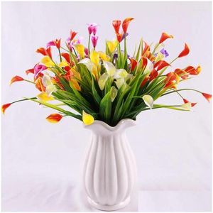 Dekoratif Çiçek Çelenkleri Beautic 25 Heads Buket Yapay Çiçek Sahte Bitkiler Calla Lily Yaprağı Plastik Parti Ev Odası İçinde Dro OTXBZ