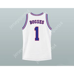 Herhangi bir Ad Herhangi Bir Takım Uzay Jam Tune Squad Mugsy Bogues 1 Basketbol Jersey Dikiş dikiş Yeni tüm dikişli boyut S M L XL XXL 3XL 4XL 5XL 6XL En Kalite