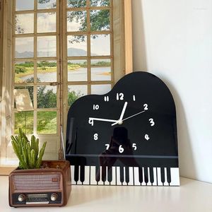 Декоративные фигурки, мультяшные креативные украшения для фортепиано, настенные часы, милые индивидуальные настенные часы