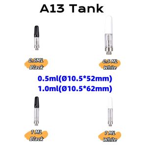 Hızlı Gemi Toptan Fabrika Fiyat A13 Vape Arabalar Ampul Pyrex Yağ Cam Tek Kullanımlık Kartuş 0.5ml 1.0ml Vape Yağ Atomizer 10.5mm Çapı 510 İplik Kalın Yağ Kartuşu