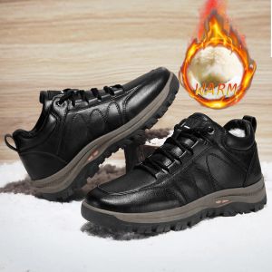 Ayakkabılar ucuz kış ayakkabıları erkekler deri sıcak kalın taban ayakkabıları güvenlik giyimli açık hava spor erkekler rahat ayakkabılar zapatillas hombre