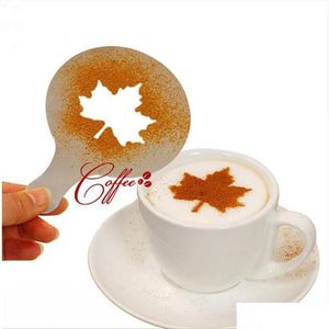 Kahve Çay Araçları 16pcs Set Kalıp Süt Kek Kek Kek Sabet Şablonu Cappuccino Gusto Strew Pad Süt Sütleme Spreyi G1206297X Bırakma Teslimat Hom Otvla