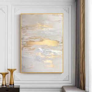 Абстрактная ручная живопись маслом с золотой фольгой на холсте стена искусства роспись гостиная эль офис