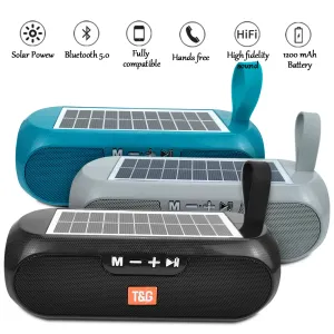 TG182 Boombox solare Altoparlante esterno 10W USB Portatile senza fili Altoparlante a colonna Supporto impermeabile Carta di TF Radio FM Ingresso Aux