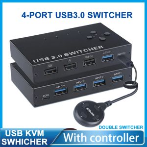Ratos 4 portas USB3.0 Sharer Switch Usb Kvm Switcher com controlador Pc Sharing Splitter para teclado Mouse Printer Monitor Usb Switcher