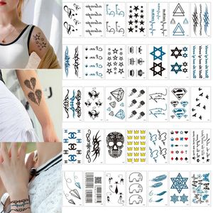 100pcs küçük su geçirmez geçici dövme çıkartmaları kelebek gül scorpion wolf harajuku yıldız kadın bilek sanatı sahte erkekler tatoos 240311