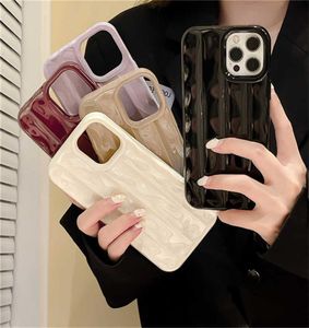 INS 3D Wavy Stripe Plearted Phone Case для iPhone 14 11 12 13 Pro Max Plus X XS XR Solid Color Shock -Resite Soft Silicone Cover1911977