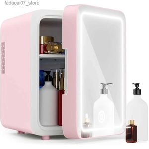Холодильники Морозильные камеры Холодильник Easy Take Skincare - Мини-холодильник с регулируемым светодиодным зеркалом (4 литра/6 банок), охладителем и обогревателем Q240326