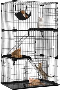 Kedi Taşıyıcılar 3 Teriyer 67 inç Kafe Enclosre Crate Ferret Kennel Playpen Ücretsiz Hamak 3 Yatak Ön Kapılar