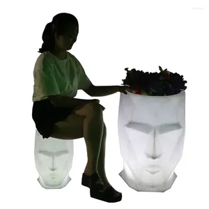 Vasi LED Vaso da fiori luminoso Fioriera da giardino per esterni Forma del viso Grande bacino creativo per la coltivazione di piante verdi