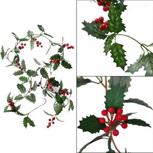 Dekoratif çiçekler yapay Holly berry çelenkimizle Noel'i neşeli ve parlak hale getirin 2m uzunluğunda ev dekorasyonları parti süsleri