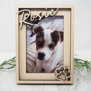 Персонализированная рамка для собаки, памятный подарок для собаки, индивидуальная фоторамка для собаки, фоторамка с именем питомца, бесплатная деревянная гравировка, цветная печать