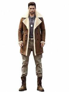 Мужское пальто больших размеров из овчины из натуральной кожи Lg, мужское толстое зимнее теплое пальто-авиатор ручной работы, верхняя одежда, куртка S6N5 #