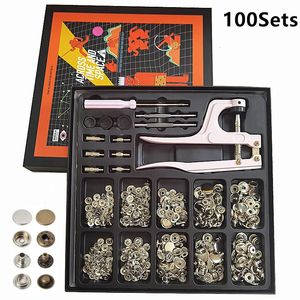 100 PCS/ Metal Kurulum Aracı DIY Giyim Ceketleri İçin Snap Düğme Pileli Kiti Deri El Sanatları 240321