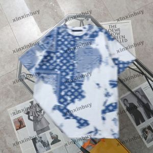 Xinxinbuy Мужская дизайнерская футболка 2024 Италия Tie-dye Letter Кешью с фруктами и принтом с коротким рукавом, хлопок, женская серая, черная, абрикосовая, S-3XL