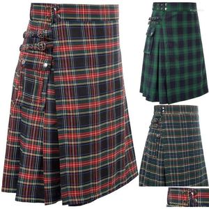 Etekler İskoç Geleneksel Yayla Tartan Kilt Etek Kadınlar İçin Kadınlar için 2022 Punk Damla Teslim Giyim Giysileri Oth7i